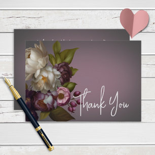 Dark Moody Mauve Floral Moderne Merci Mariage