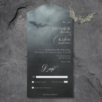 Dark Moody Midnight Bat & Fog No Dinner Wedding