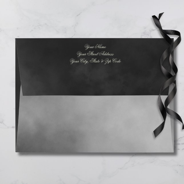 Dark Moody Midnight Black Fog Wedding Envelope (Dark Moody Midnight Black Fog QR Code Wedding Invitation Envelope)