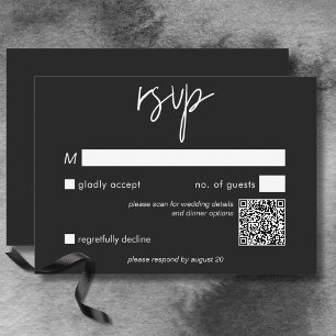 Dark Moody Minimal Wedding QR Code RSVP Card