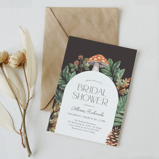 Dark Moody Mushroom Forest Bridal Shower Invitation (Creator Uploaded)