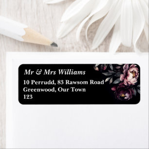 Dark moody noir elegant burgundy peonies template