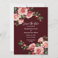 Dark moody pink and red roses maroon wedding