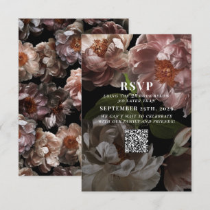 Dark Moody Pink Wedding QR Code Please Reply RSVP