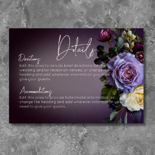 Dark Moody Purple & Lavender Floral Modern Details Enclosure Card