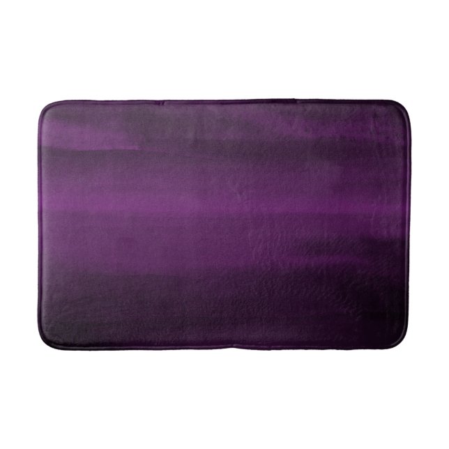 Dark Moody Purple Plum Modern Watercolor Chic Bath Mat (Front)