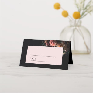 Dark Moody Realistic Flowers Wedding Place Card