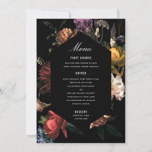 Dark Moody Romantic Floral Dutch Painterly Menu Invitation
