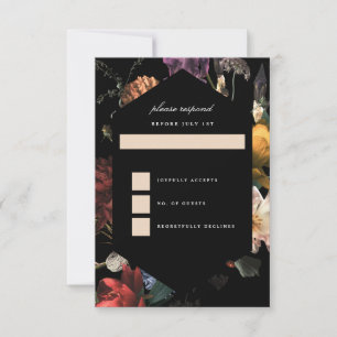 Dark Moody Romantic Floral Dutch Painterly RSVP Card