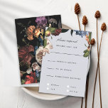Dark Moody Romantic Floral Dutch Painterly RSVP Invitation<br><div class="desc">Dark jewel toned florals inspired by dutch masters on the back. Customize the background colour on the front and the back. All of the text is editable.</div>
