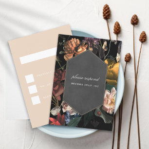 Dark Moody Romantic Floral Dutch Painterly RSVP Invitation