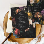 Dark Moody Romantic Floral Dutch Painterly Wedding Invitation<br><div class="desc">Dark jewel toned florals inspired by dutch masters. Customize the diamond colour and background colour on the front and the back. All of the text is editable. Custom request for a bride with backer.</div>