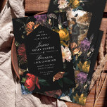 Dark Moody Romantic Floral Dutch Save the Date Invitation<br><div class="desc">Dark jewel toned florals inspired by dutch masters. Customize the diamond colour and background colour on the front and the back. All of the text is editable. Optional photo on the back.</div>