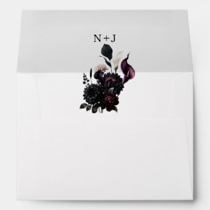 Dark Moody Romantic Floral Wedding  Envelope