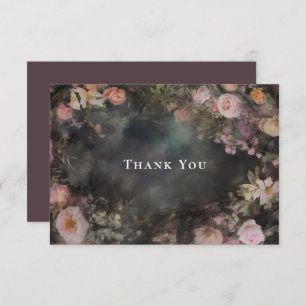 Dark Moody Romantic Floral Wedding Thank You