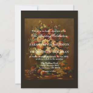 Dark Moody Romantic Roses Antique Tole Wedding Inv Invitation