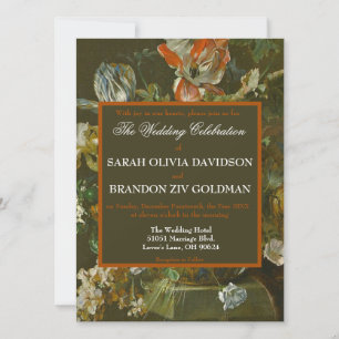 Dark Moody Romantic Roses Antique Tole Wedding Invitation