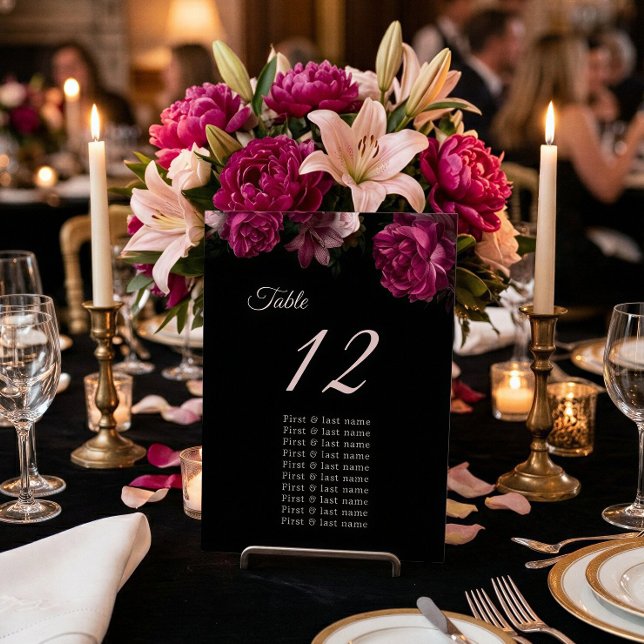  Dark Moody Roses Floral Wedding Seating Chart Table Number (Creator Uploaded)