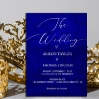 Dark Moody Royal Blue with scratches Invitation