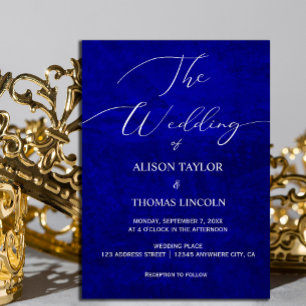 Dark Moody Royal Blue with scratches  Invitation