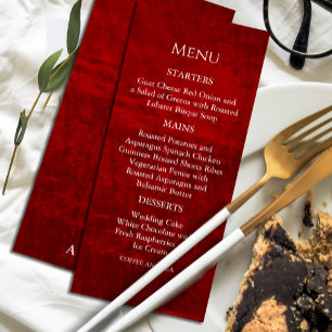 Dark Moody Royal Red with Scratches Menu Invitation
