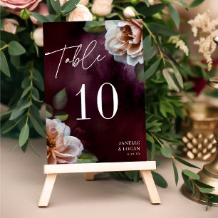 Dark + Moody Rustic Floral Table Number Card
