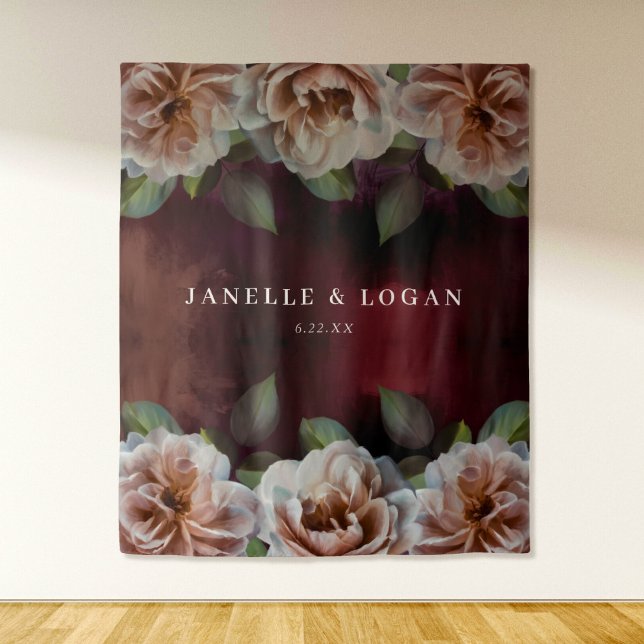 Dark + Moody Rustic Floral Wedding Backdrop Tapestry (Creator Uploaded)