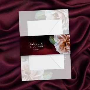 Dark + Moody Rustic Floral Wedding Invitation Belly Band