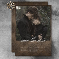 Dark Moody Vintage Brown Damask Photo Wedding