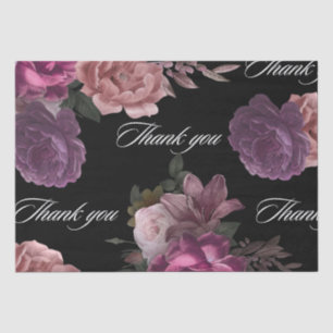Dark moody watercolor floral black Bridal Shower  Tissue Paper