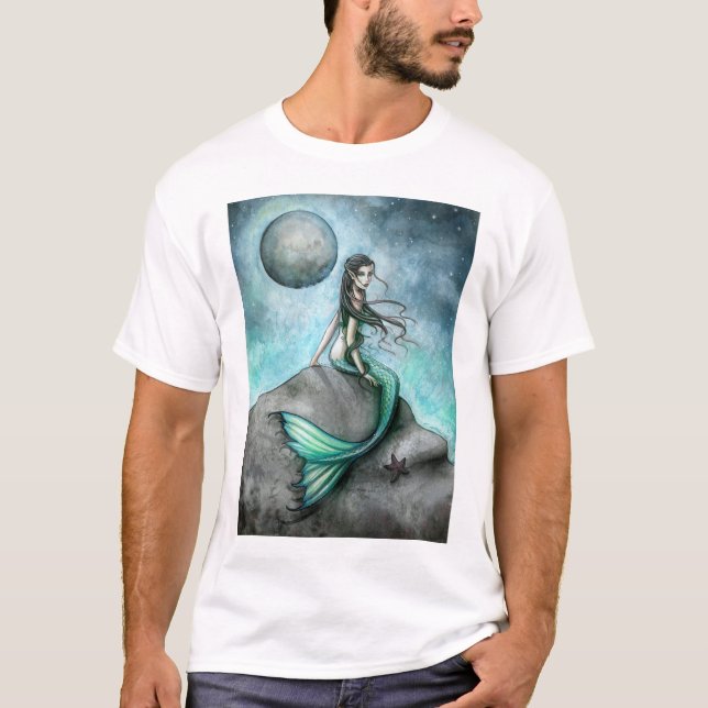 Dark Moon Gothic Mermaid Fantasy Art T-Shirt (Front)