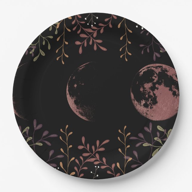 Dark Moon Phases Paper Plate (Front)