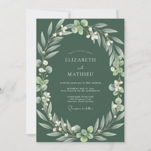 Dark Moss Foliage Wedding Invitation