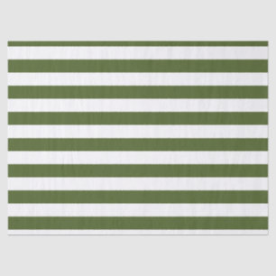 Dark Moss Green and White Stripes Tissue Paper