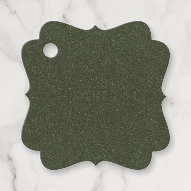 Dark Moss Green Favour Tags – Customizable (Front)