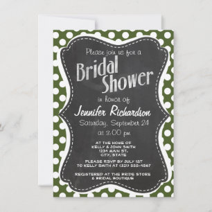 Dark Moss Green Polka Dots Invitation