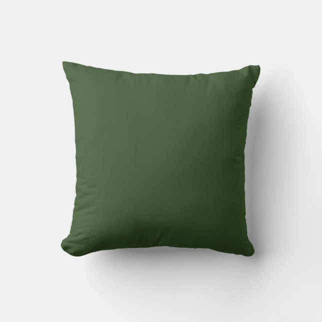 Dark Moss Green Solid Colour Throw Pillow (Front)