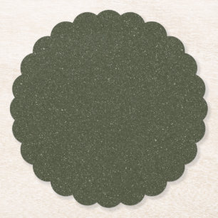 Dark Moss Green Textured Paper Coaster – Customize