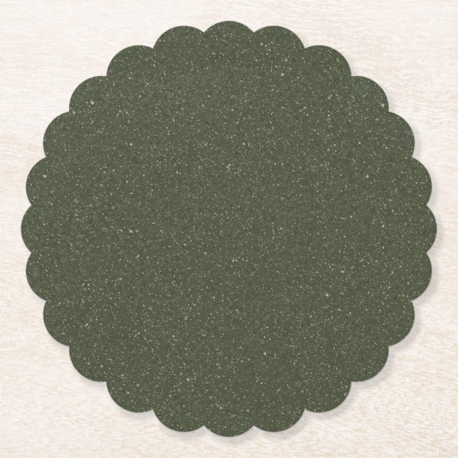 Dark Moss Green Textured Paper Coaster – Customize (Front)