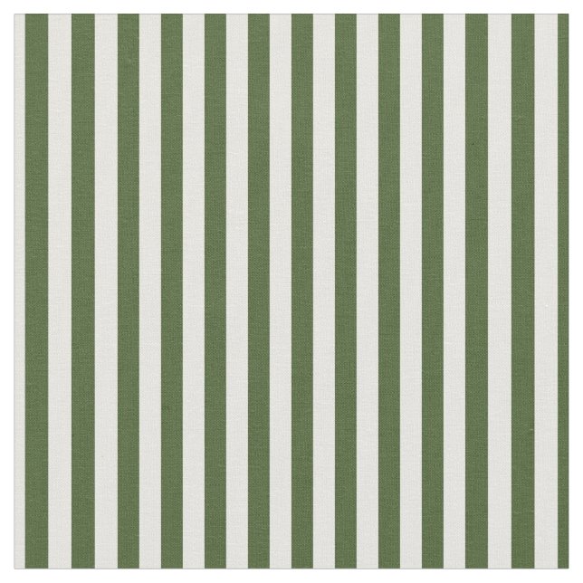 Dark Moss Green & White Stripes Fabric (Close Up)