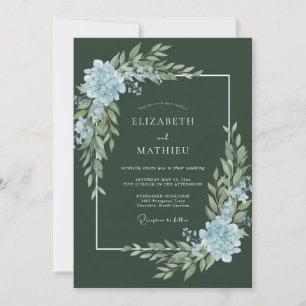 Dark Moss Steel Foliage Wedding Invitation