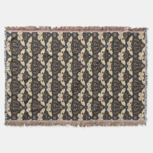 Dark Moth Witchy Boho Botanical Pattern Throw Blanket