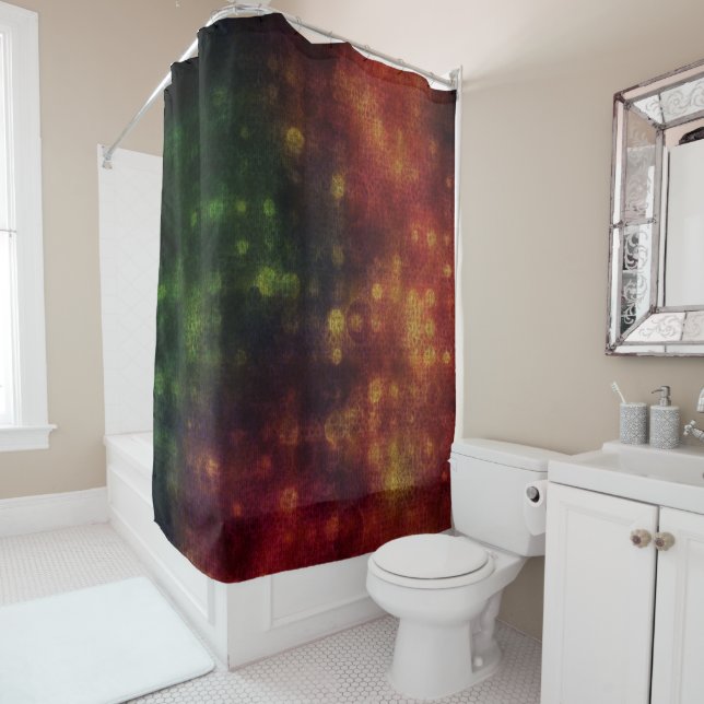 Dark Multi Colour Bokeh Circles 2 Shower Curtain (In Situ)
