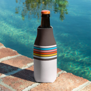 Dark Multicolor Vintage Style Stripes Bottle Cooler