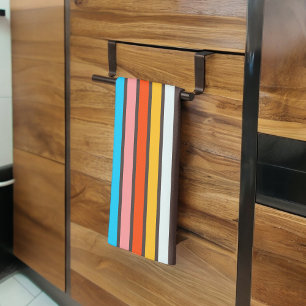 Dark Multicolor Vintage Style Stripes Kitchen Towel