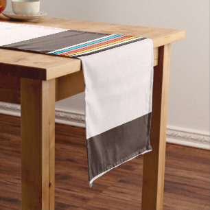 Dark Multicolor Vintage Style Stripes Short Table Runner