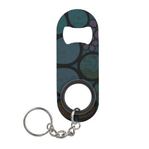 Dark Multicolored Modern Textured Circle Florals Keychain Bottle Opener
