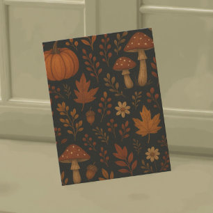 Dark Mushroom Cottagecore Whimsical Floral Vintage Postcard