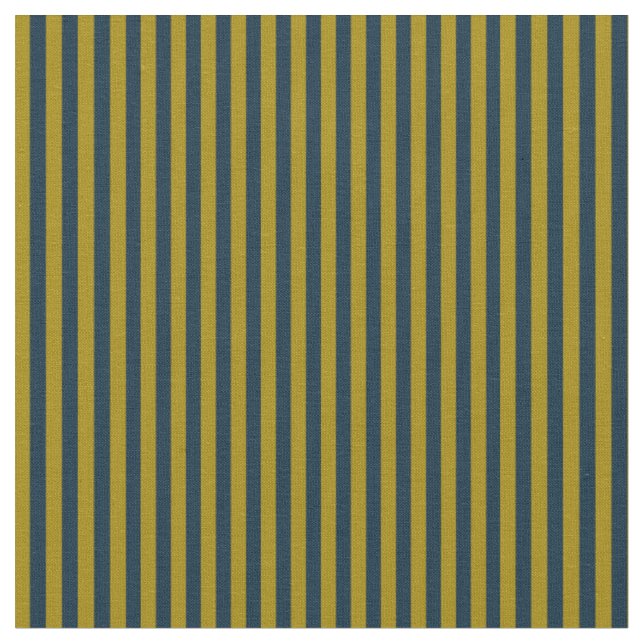Dark Mustard and Dark Navy Stripes Fabric (Close Up)