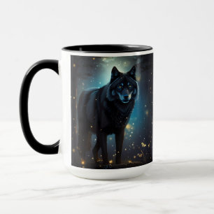 Dark Mysterious Black Wolf  Mug